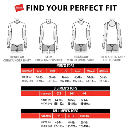 Hanes Mens Cotton, Moisture-wicking Crew Tee Undershirts, Multi-packs, Black/Grey/Blue Assorted - 6 Pack, 3X-Large US