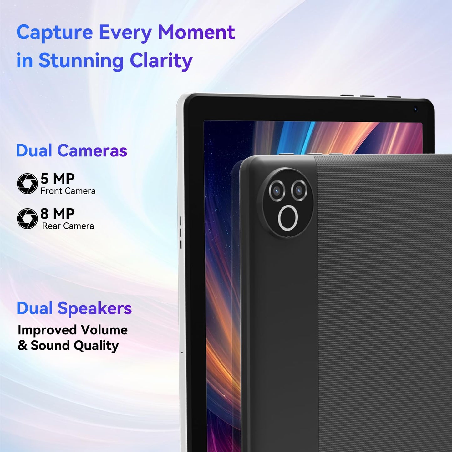 Tablet 10 Inch Android 15 OS GMS Certified Tablets PC 1.8 GHz 5-Core 20 (3+17) GB RAM 64 GB ROM 1 TB Expandable 1280x800 HD IPS Touch Screen 5000 mAh WiFi 6 Bluetooth 5.4 Dual Camera 2025 (Black)