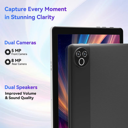 Tablet 10 Inch Android 15 OS GMS Certified Tablets PC 1.8 GHz 5-Core 20 (3+17) GB RAM 64 GB ROM 1 TB Expandable 1280x800 HD IPS Touch Screen 5000 mAh WiFi 6 Bluetooth 5.4 Dual Camera 2025 (Black)