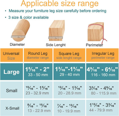 32 Pcs Chair Leg Protectors for Hardwood Floors, Clear Silicone Felt Furniture Leg Cover Pad for Protecting Floors from Scratches and Noise, Smooth Moving(Large Fit Round Diameter：1-5/16" to 2")