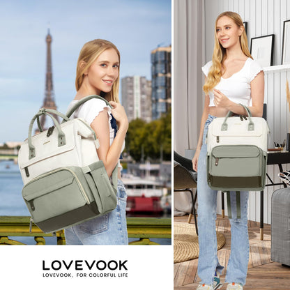 LOVEVOOK Laptop Backpack for Women, 15.6 Inch Work Business Backpacks Purse with USB Port, Large Capacity Nurse Bag College Bookbag for School, Waterproof Casual Daypack for Travel