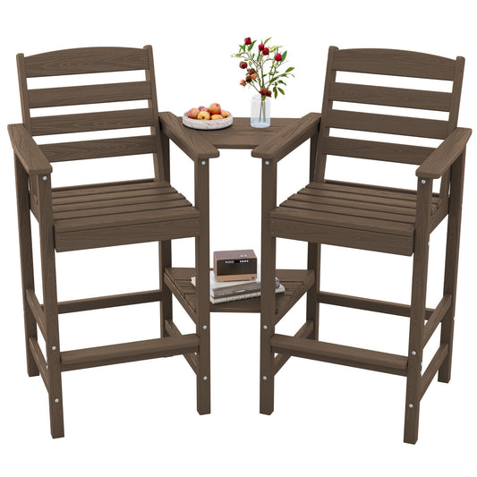 SERWALL Tall Adirondack Chairs Set of 2 with Connecting Table, Coffee