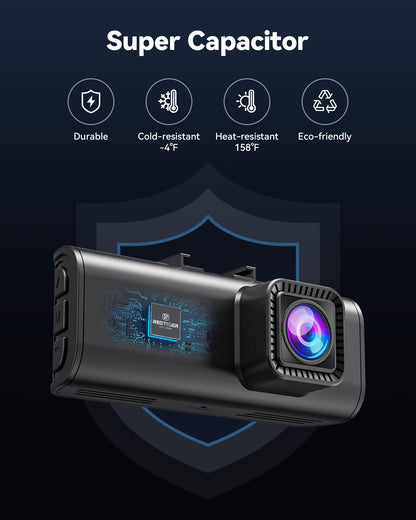 REDTIGER Dash Cam Front Rear, 4K/2.5K Full HD Dash Camera for Cars, Included 32GB Card, Built-in Wi-Fi GPS, 3.18” IPS Screen, Night Vision, 170°Wide Angle, WDR, 24H Parking Mode(F7NP)