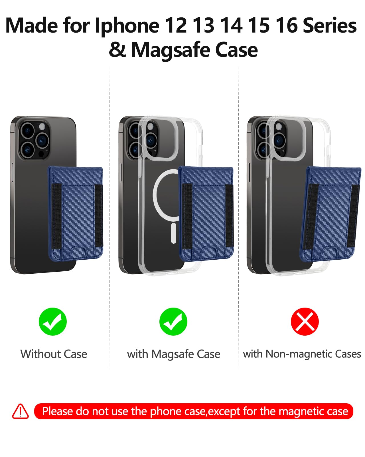 ExtreLife for Magsafe Wallet, Adjustable Stand and Open ID Window, Magnetic Wallet for iPhone 16/15/14 Pro Max/14 Pro/14/14 Plus/13/12 Series, 9 Cards, Blue Carbon Fiber