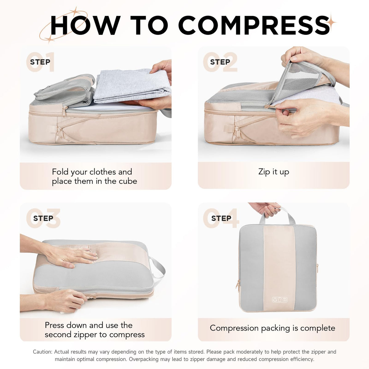 10 Set Compression Packing Cubes for Travel Women Mom,OlarHike Luggage Clothes Storage Gifts for Travelers,Airplane/Cruise/Car/Train Travel Essentials,Compressible Expandable Saver Space Bags(Beige)