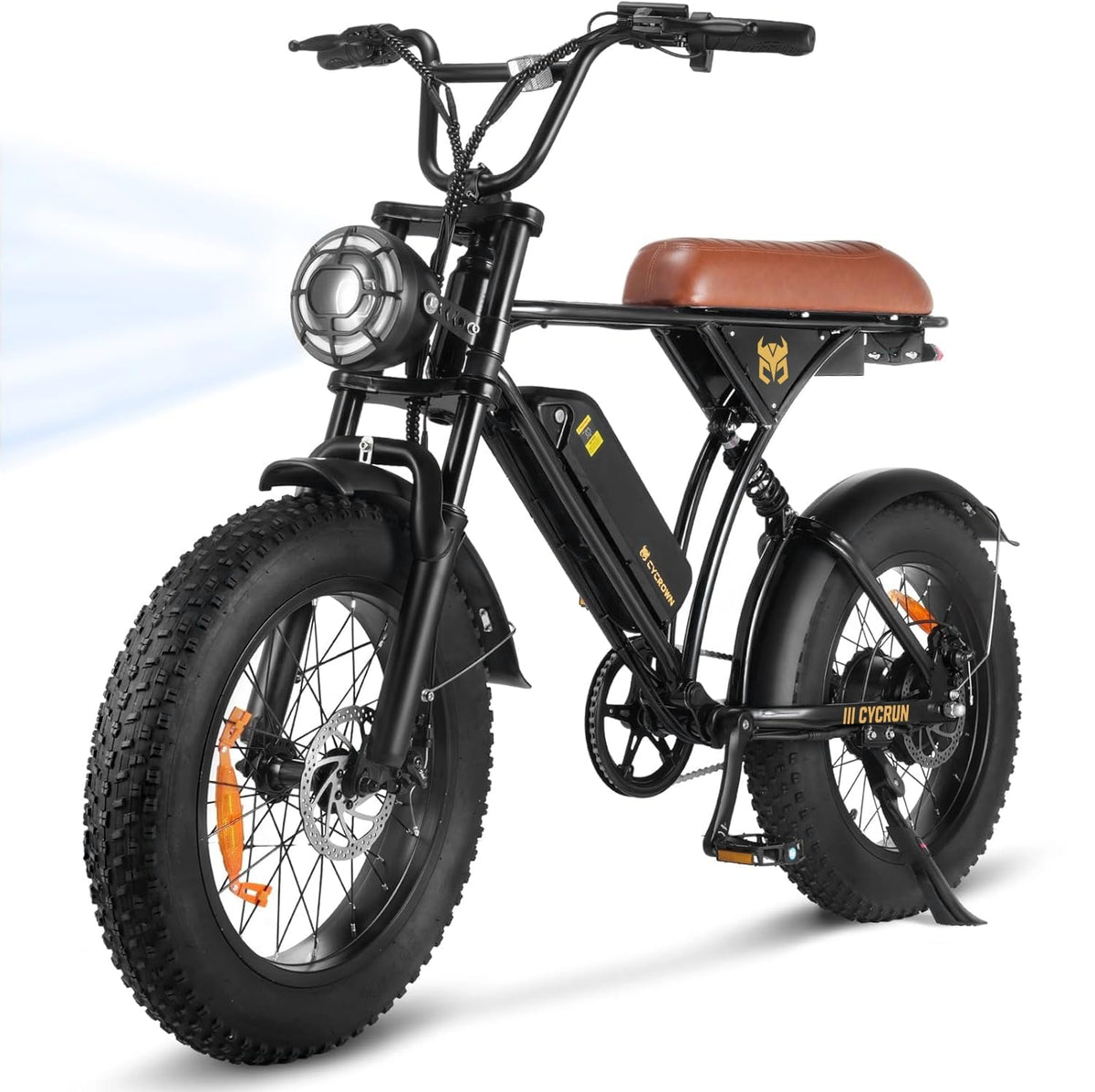 CYCROWN CycRun Electric Bike for Adults 750W Motor with 374.4WH Battery, 20MPH 55Miles Moped Style Ebike for Adults, 20" Fat Tire Commuting Off Road Mountain Ebike with Hydraulic Suspension, UL2849