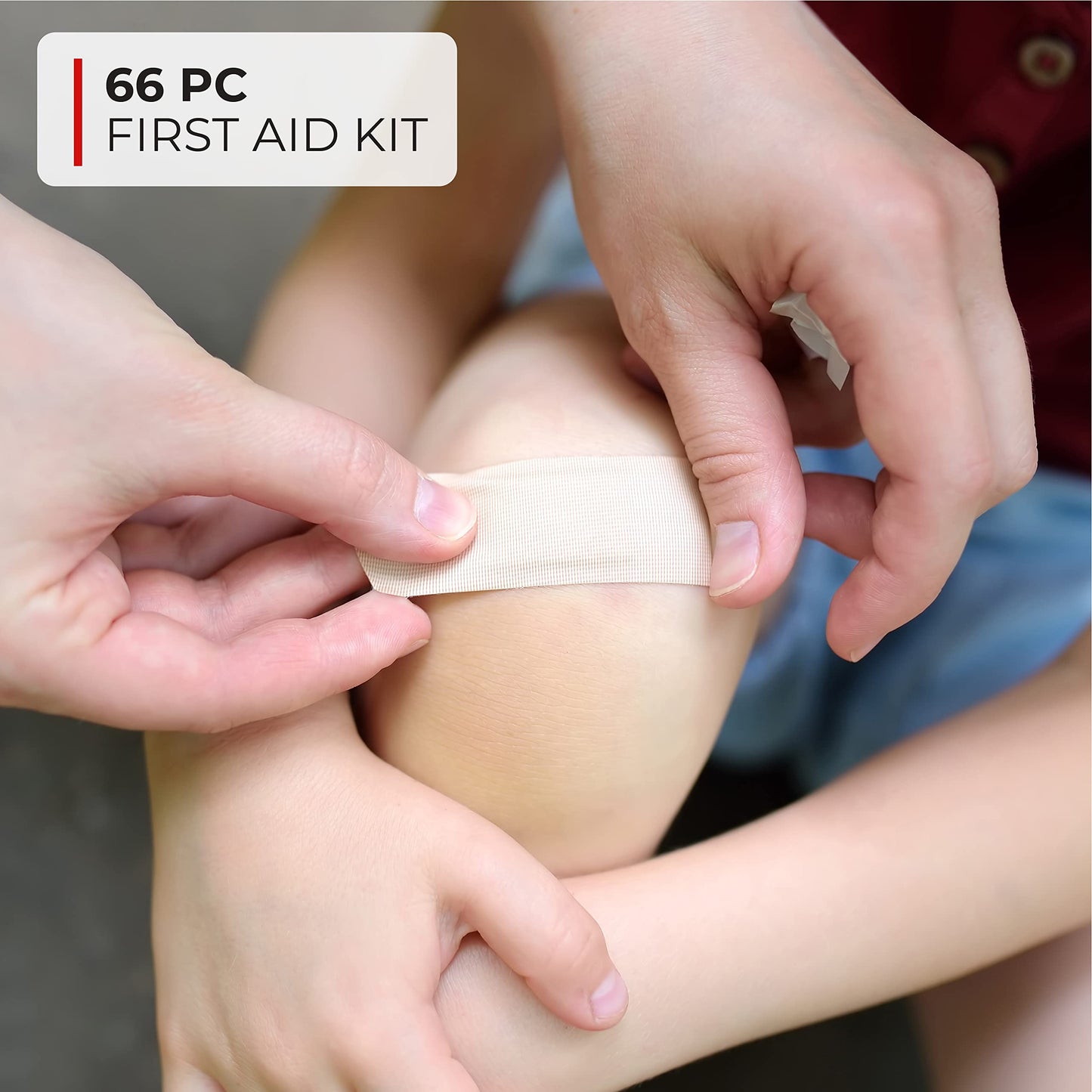 Thrive Car Emergency Kit & Roadside Emergency Car Kit - 104-Piece Set, Red Canvas Bag, Universal Fit - Jumper Cables, Escape Hammer & Tire Gauge - Road Trip Essentials & Emergency Supplies