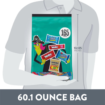 HARIBO, JOLLY RANCHER and TWIZZLERS Assorted Fruit Flavored, Halloween Candy Bulk Bag, 60.1 oz (165 Pieces)