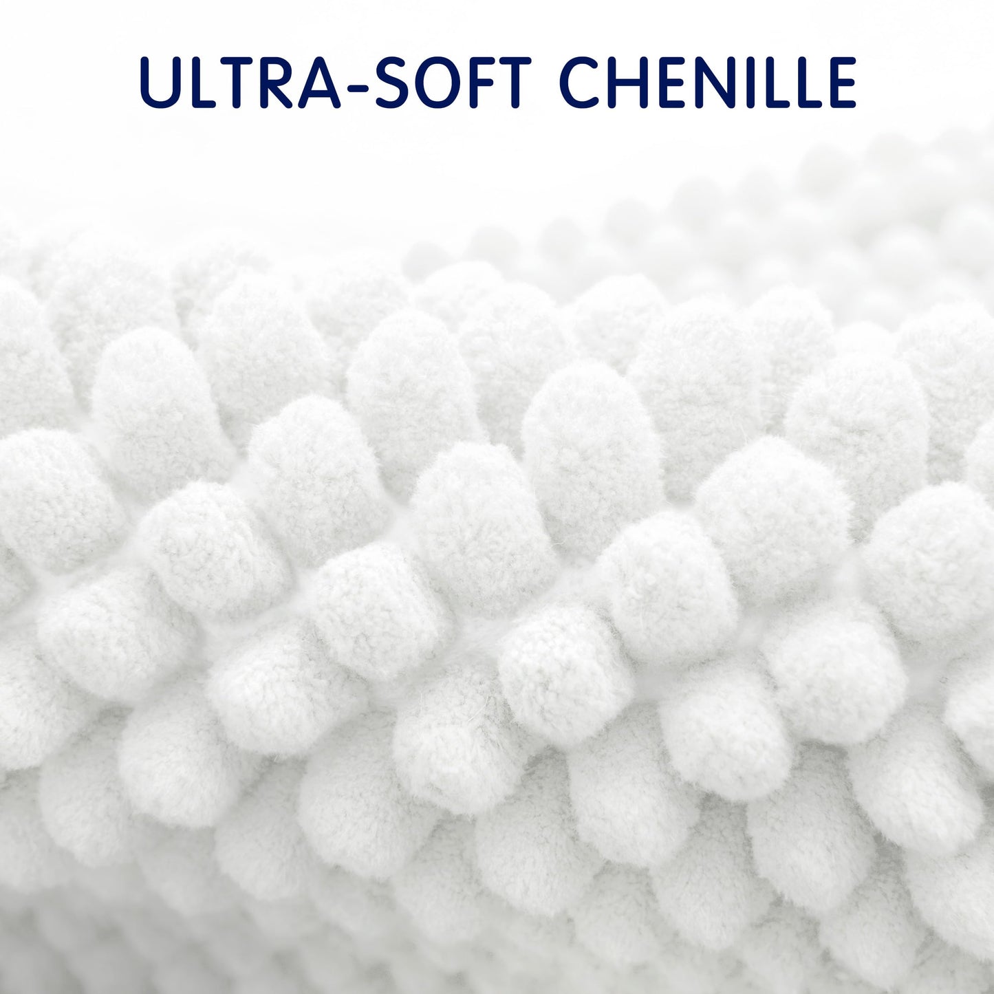 SUBRTEX Bathroom Rugs Chenille Bath Rug Soft Short Plush Bath Mat Soft Shower Mat Water Absorbent Shower Mat Quick Dry Machine Washable(White,16" x 24")