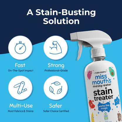 Miss Mouth's Messy Eater Stain Treater Spray - 16oz Stain Remover - Newborn & Baby Essentials - No Dry Cleaning Food, Grease, Coffee Off Laundry, Underwear, Fabric