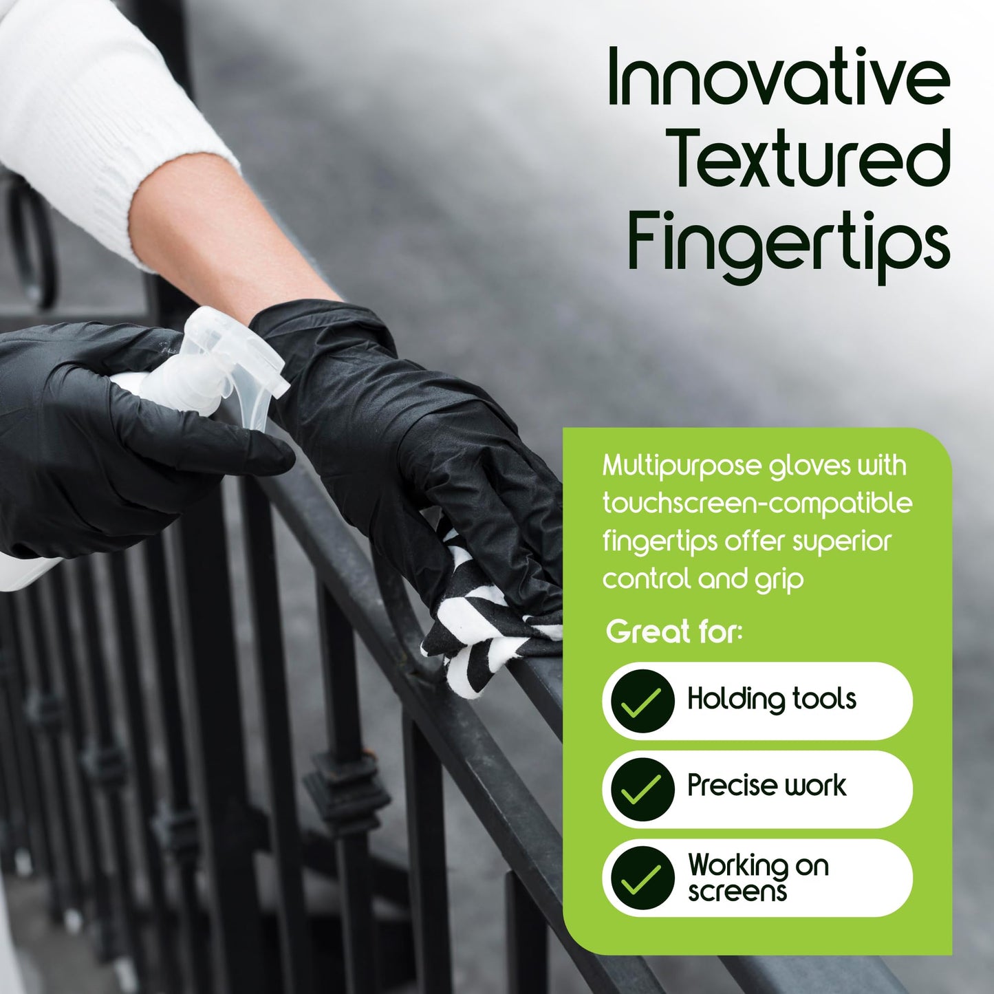 Inspire Black Nitrile Gloves | THE ORIGINAL Quality Black Disposable Glove Latex Free | 4.5 Medical Cooking Cleaning Mechanic Case of 1000 size L