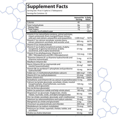 Drucker Labs - intraMAX Organic Liquid Multivitamin, Non GMO, Dairy Free, Gluten Free, Magnesium, Vitamin D, C and E, Zinc (32 oz., Peach Mango)