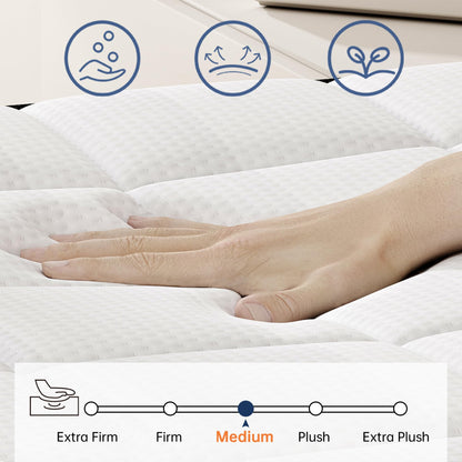 LETMOON King Size Mattress, 12 Inch King Mattress in a Box, Medium Firm with Memory Foam and Pocket Springs, Strong Edge Support, Pressure Relief