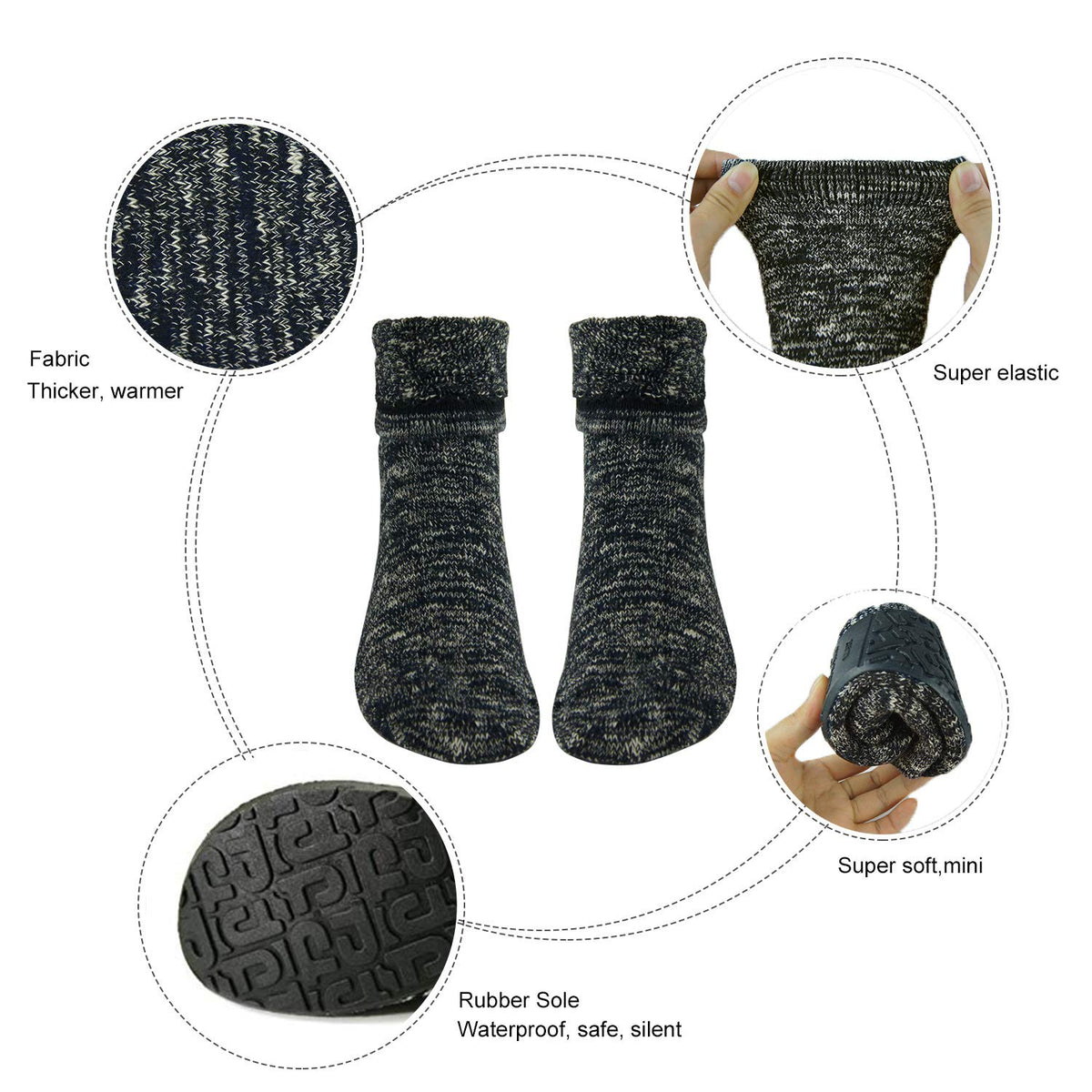 Autumn slipper socks Casual House Socks Black