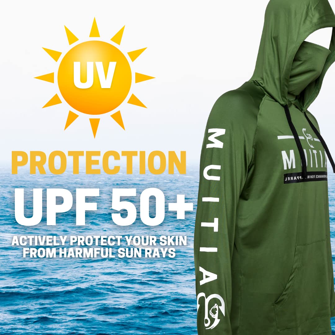 Fishing Shirts for Men,UPF50 Hooded Long Sleeve with Gaiter, Sun Protection Dry Fit Apparel, Cooling Moisture Wicking with Face Mask, Fishing Clothes for Men - (X-Large, Grey)