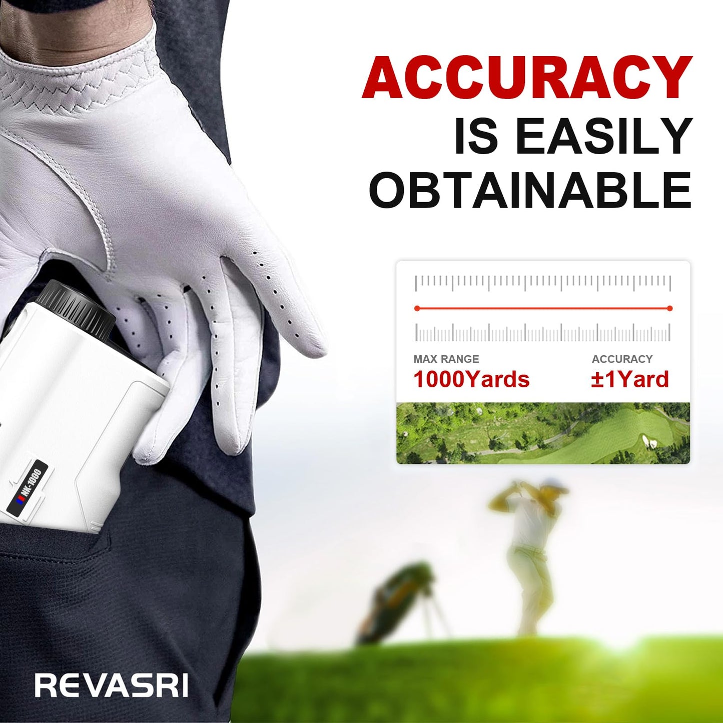 REVASRI Golf Rangefinder with Slope and Pin Lock Vibration, External Slope Switch for Golf Tournament Legal, Rangefinders with Rechargeable Battery 1000YDS Laser Range Finder