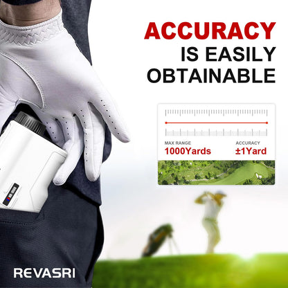 REVASRI Golf Rangefinder with Slope and Pin Lock Vibration, External Slope Switch for Golf Tournament Legal, Rangefinders with Rechargeable Battery 1000YDS Laser Range Finder