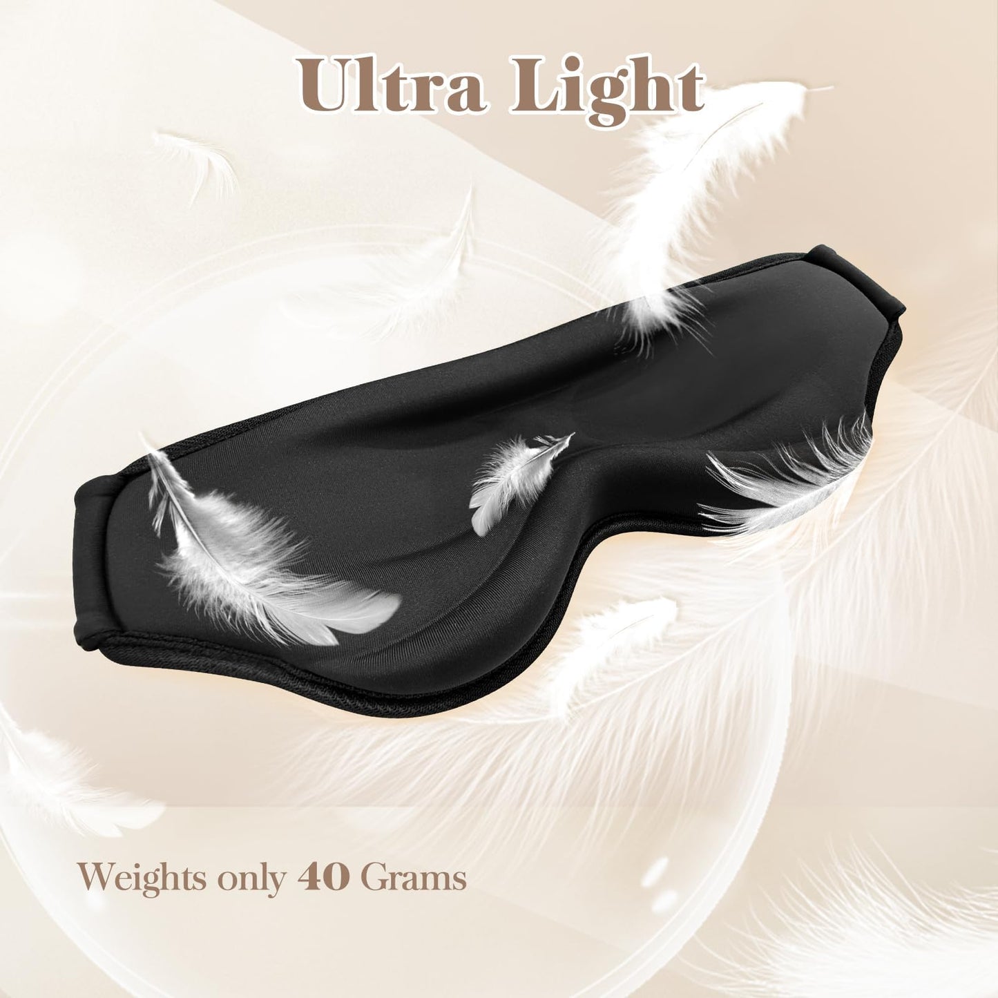 Fygrip 3D Eye Mask Sleep Mask for Men & Women, 100% Pressure-Free & Light Block-Out Eye Mask for Sleep with Easy Adjustable Strap, Night Eye Cover for Travel, Black