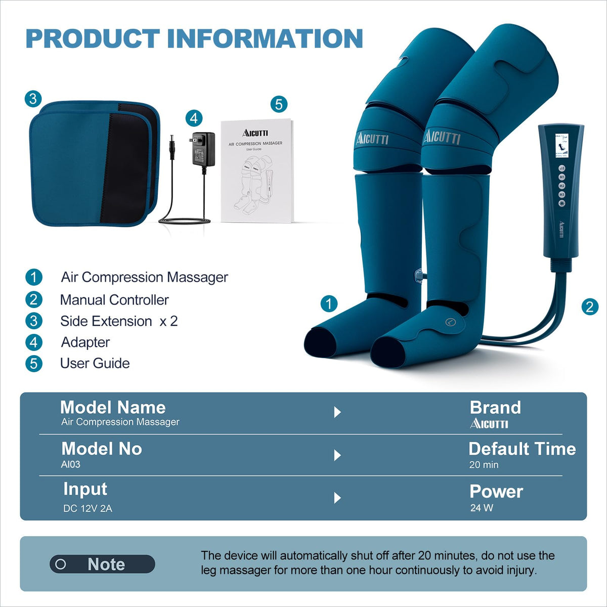 Professional Air Compression Leg Massager with Heat - Ideal Christmas, Mother's Day & Father's Day Gifts for Women, Men, Dad & Mom from Daughter or Son - Pain Relief for Foot, Calf, Knee & Thigh