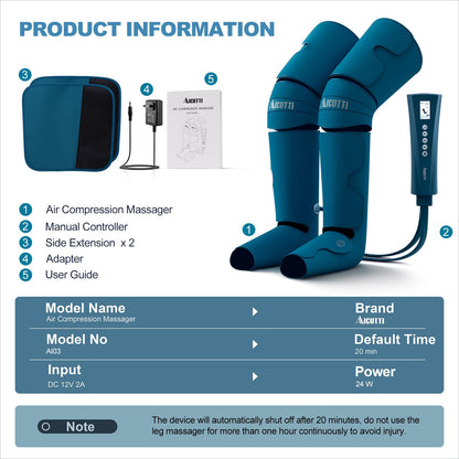 Professional Air Compression Leg Massager with Heat - Ideal Christmas, Mother's Day & Father's Day Gifts for Women, Men, Dad & Mom from Daughter or Son - Pain Relief for Foot, Calf, Knee & Thigh