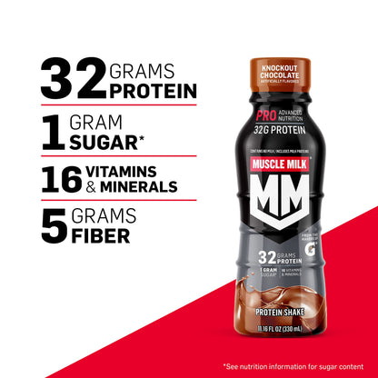 Muscle Milk Pro Series Protein Shake, Knockout Chocolate, 32g Protein, 11.16 Fl Oz (Pack of 12)