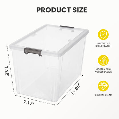 Citylife 7.8 QT 6 Pack Small Storage Bins Plastic Storage Container Stackable Box with Lids for Organizing, Clear White