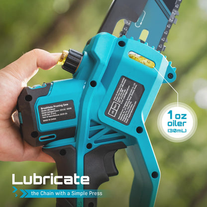 SEESII 8-Inch Cordless Mini Chainsaw, 2026 Upgraded Brushless Motor, Electric Chainsaw with 2×4000mAh Batteries, Tool-Free Chain Tension & Auto-Oiler, Handheld Tree Saw for Efficient Cutting