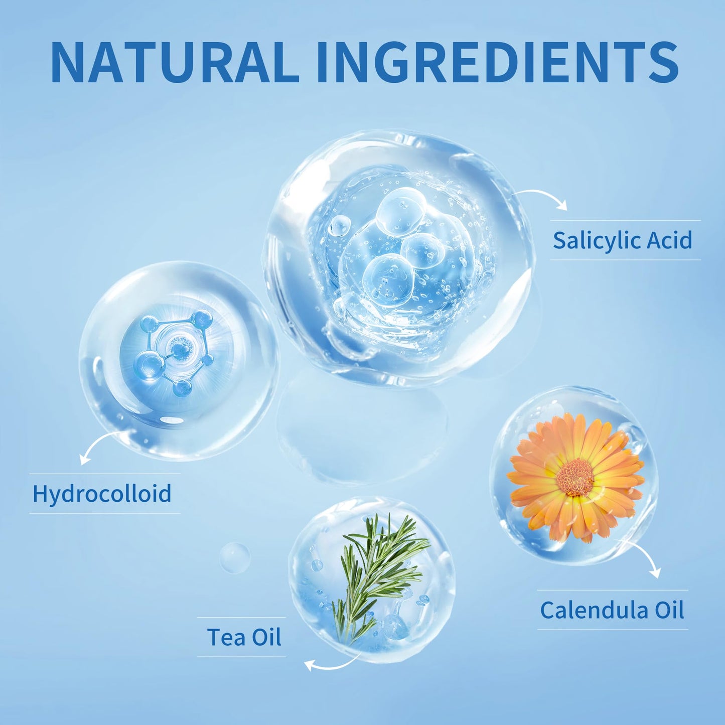 Daolyo Pimple Patches for Face, 4 Size 300 Counts Acne Patches, Hydrocolloid Patches for Covering Zits and Blemishes, Spot Stickers with Salicylic Acid, Tea Tree Oil & Calendula Oil