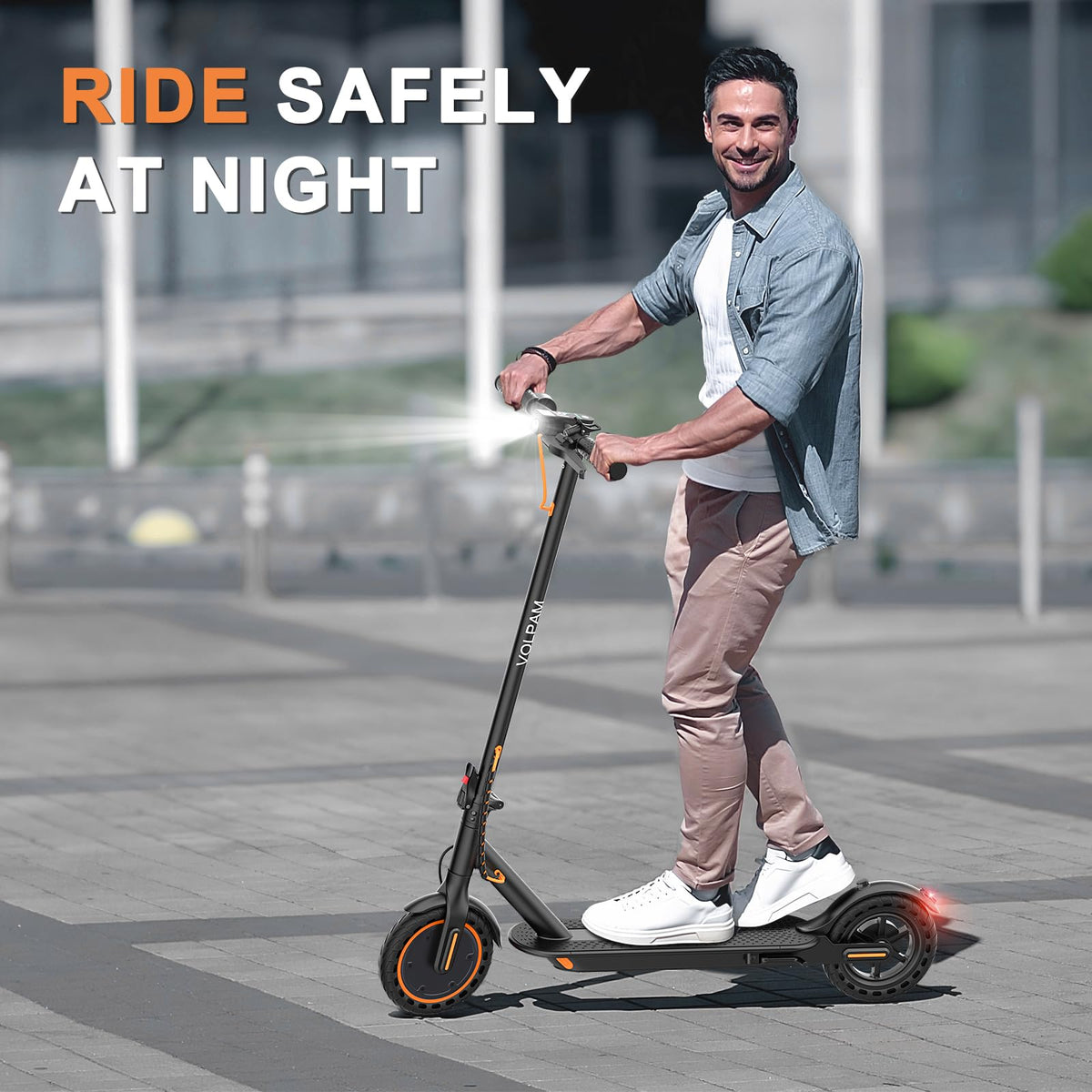 VOLPAM Electric Scooter, 350W/500W Powerful Motor, 8.5"/10" Solid Tires, 19/22Mph, 28/23/21/16 Miles Max Range, Dual Braking