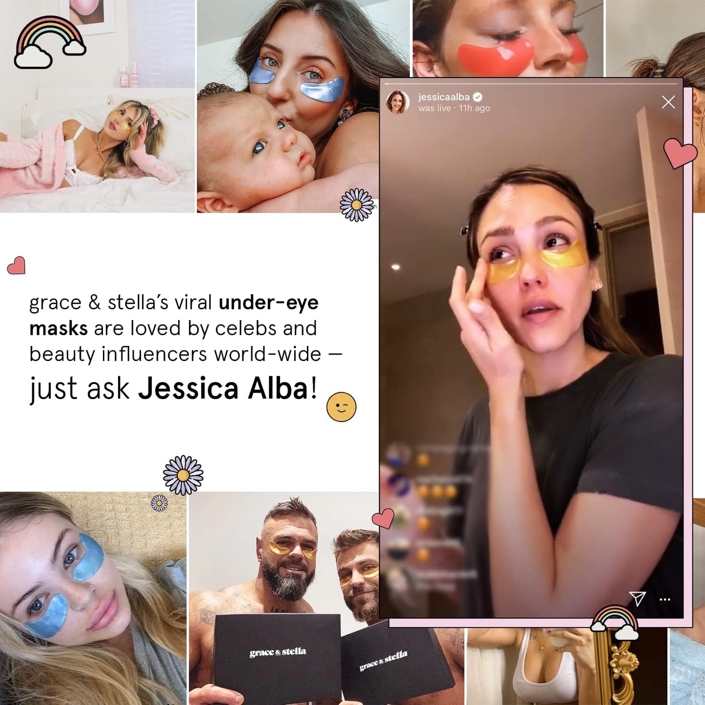 grace & stella Award Winning Under Eye Mask - Valentines Day Gifts for Mom, Gel Eye Patches for Dark Circles, Puffy Eyes, Undereye Bags - Vegan - Self Care Gifts for Women (24 Pairs, Gold)