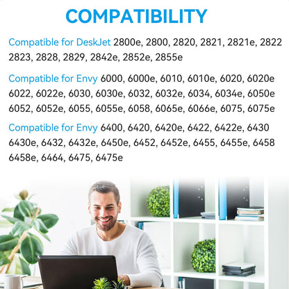 67XL Ink Cartridges Black Color Combo Pack, P𝗶tooler Compatible for HP Ink 67 Compatible for DeskJet 2755e 2855e 2700 4155e 2800e 2700e 2734e 4255e Compatible for Envy 6055e 6000 6455e Printer