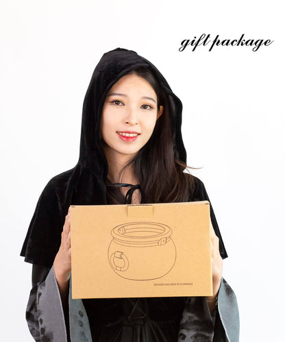 Glocamping 11" and 7.4” Package Large Easter Day, St. Patrick's Day, Halloween Black Plastic Witch Cauldron Kettle, Candy Holder, Party Favor Decoration