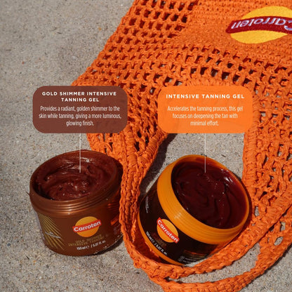Carroten Intensive Tanning Gel | Browning Tan Accelerator | Non-Greasy, Water-Resistant with Carrot and Coconut Oil | Vitamin A & E For Moisture & Hydration | Made in Greece | 5 Fl Oz + Spatula