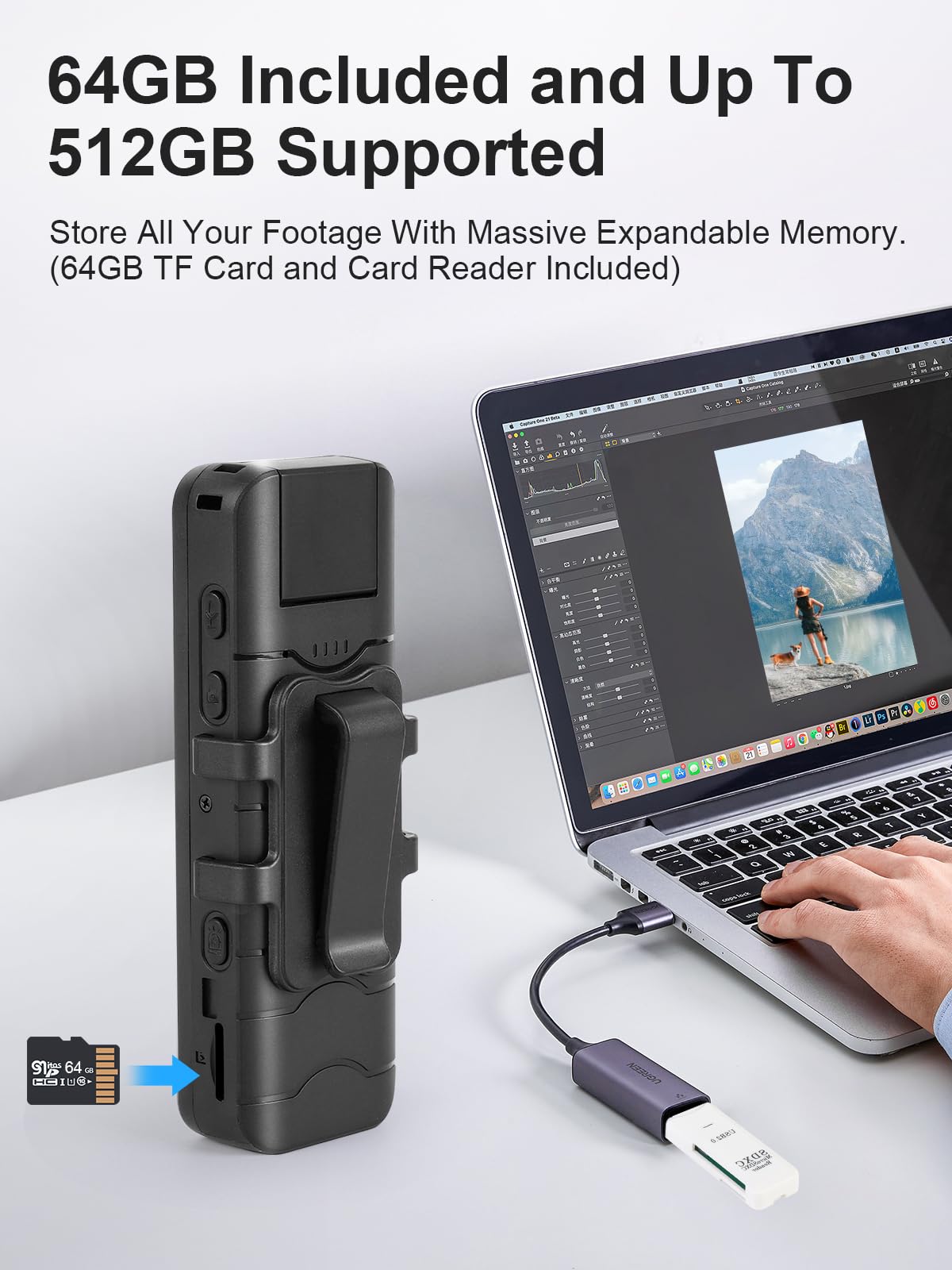 SPIKECAM Computer-Free Body Cameras with Audio and Video Recording, 6 Hrs 1080P Personal Small Bodycam with Photo, Night Vision, SOS Sound, Wearable Body Cam for Security, Running, Biking