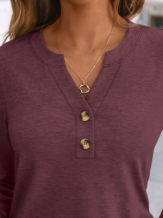 AUTOMET Long Sleeve Shirts for Women Blouses 2025 Fall Clothes Plus Size Dressy Casual Tops Henley Cute T Shirts Business Winter Clothing Spring Fashion Outfits Wine L