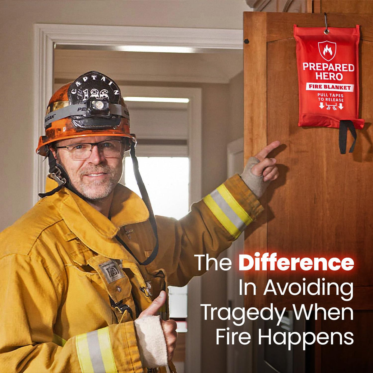Prepared Hero Emergency Fire Blanket - 1 Pack - Fire Suppression for Kitchen, 40” x 40” Fiberglass Fire Blanket for Home