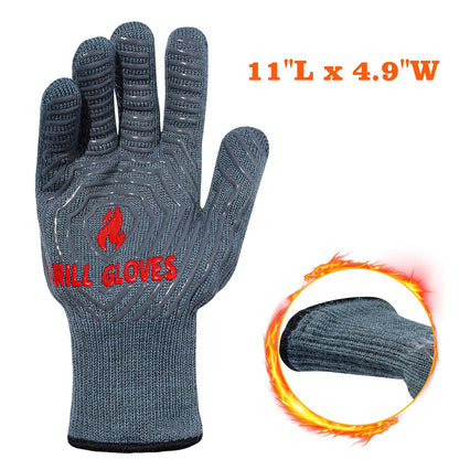 ZOPTIL Oven Gloves Grill Gloves, 1472℉ Heat Proof Non-Slip Grill Oven Gloves with Fingers, Men & Women BBQ Accessories for Cooking, Barbecuing, Baking, Kitchen and Cutting - 1 Pair（11inch）