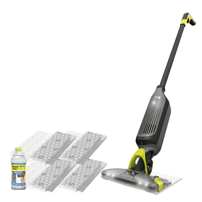 Shark VACMOP Cordless Hard Floor Cleaner, Vacuum and Spray Mop, Powerful Suction, Lightweight, LED Headlights, Includes 4 Disposable Pads, 12oz Multi-surface Cleaning Solution, Gray, VM252