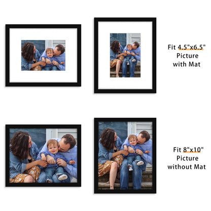 Picrit 8x10 Picture Frame Set of 12, Display 5x7 with Mat or 8x10 Without Mat, Photo Frames for Wall Mounting or Table Top Display, Black.