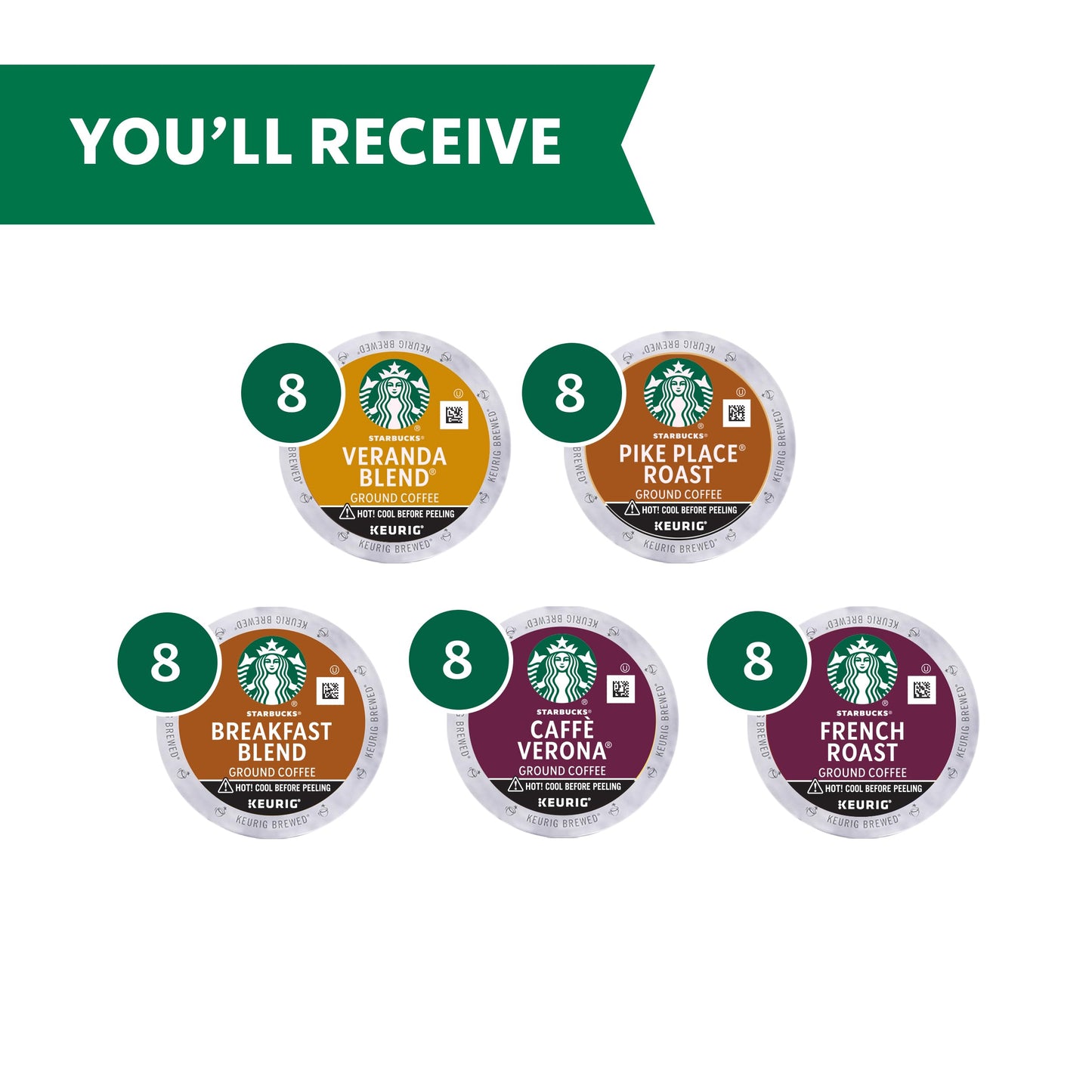 Starbucks K-Cup Coffee Pods—Starbucks Blonde, Medium & Dark Roast Coffee—Variety Pack for Keurig Brewers—100% Arabica—1 box (40 pods total)
