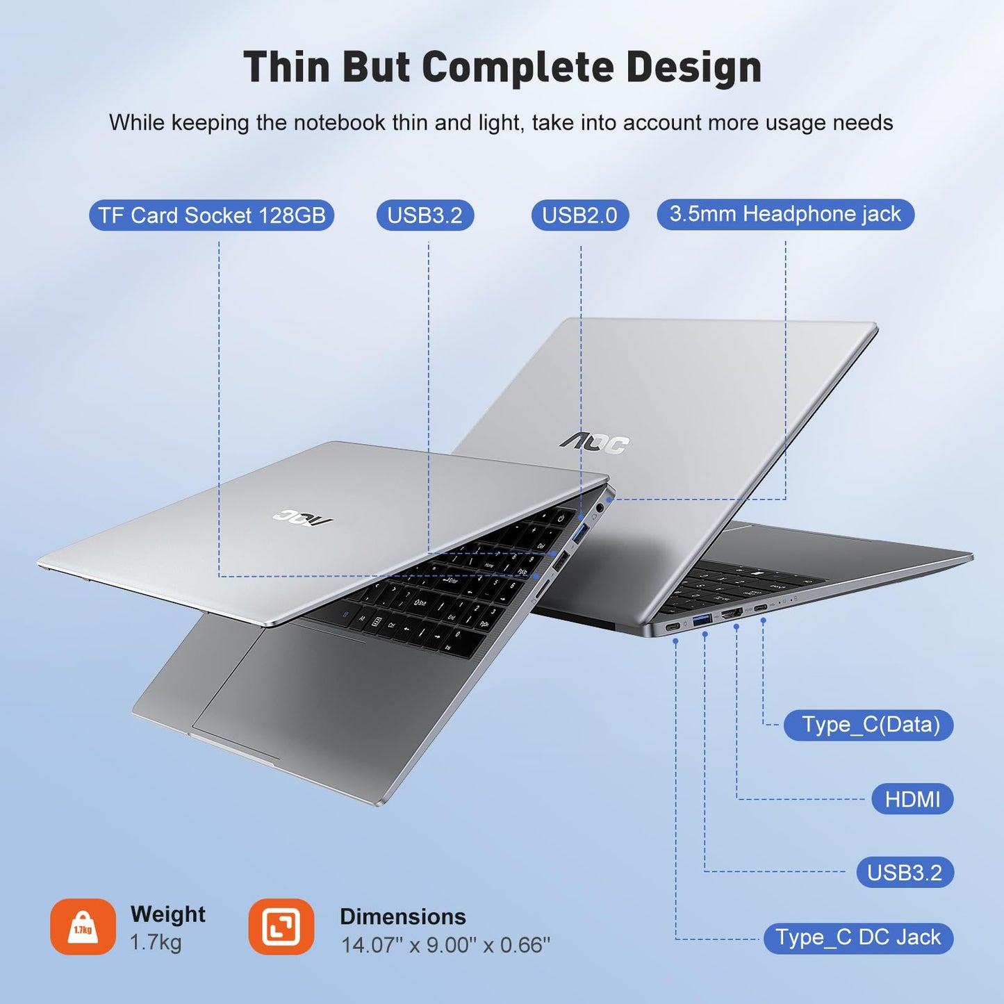 AOC Laptop Computer 16GB RAM 512GB SSD Work Laptops 15.6 Inch FHD Screen Premium Laptop (Up to 3.6GHz) Windows 11 Laptop Computer, Light&Thin, Metal Shell, Webcam, Type-C, USB3.2