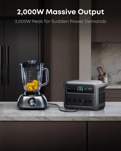 Anker SOLIX C1000 Gen 2 Portable Power Station with 200W Bifacial Solar Panel, 2,000W (Peak 3,000W) Solar Generator, Full Charge in 49 Min, 1,024Wh LiFePO4 Battery