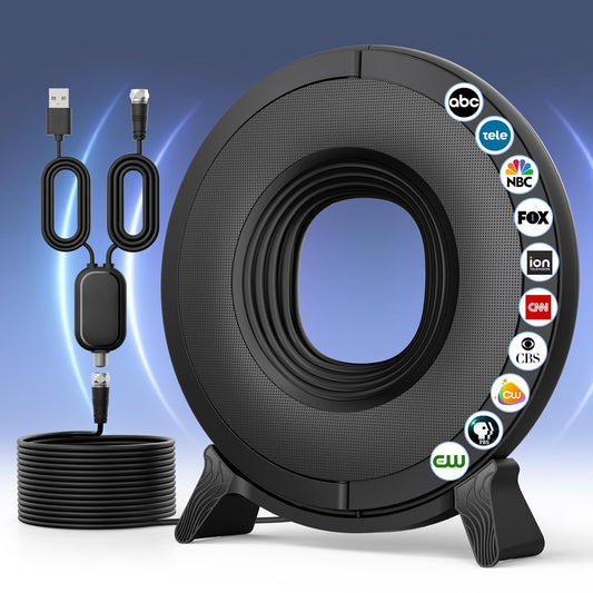 2025 TV Antenna Indoor for Local Channels, Antenna for Smart TV 360° Reception,Digital Antenna for Long Range Reception and All Smart/Old TVs, Supports 4K 1080P HD VHF UHF