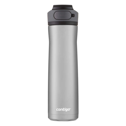 Contigo Cortland Chill 2.0 Vacuum-Insulated Stainless Steel Water Bottle Spill-Proof Sip Technology Interchangeable Lid 24oz Steel/Licorice Perfect for Fitness Travel Everyday Use