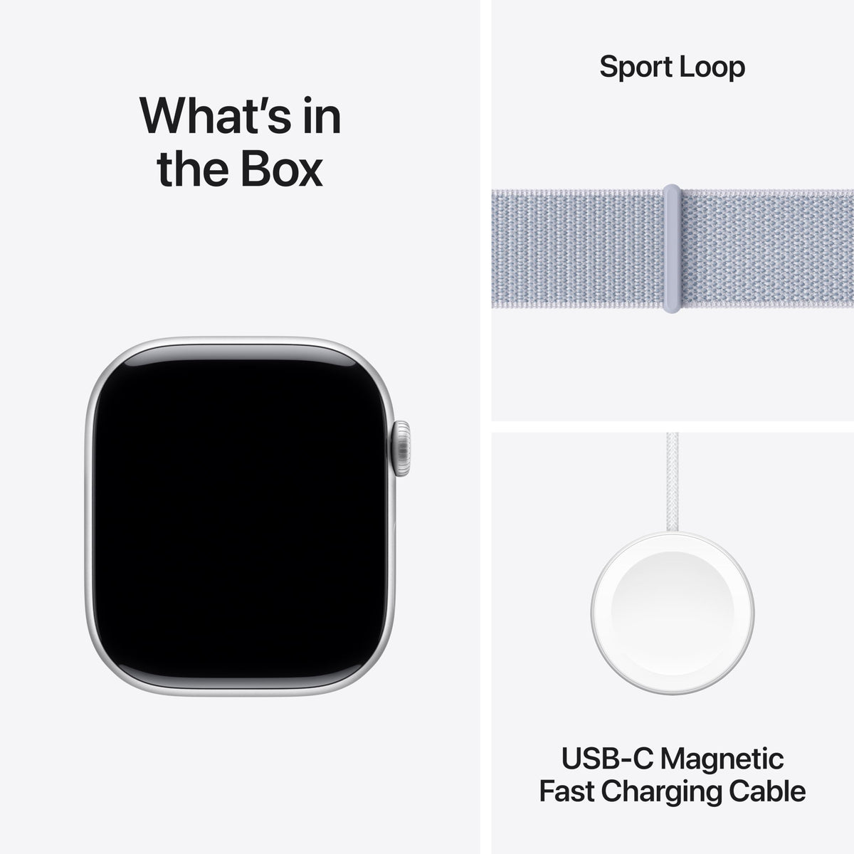 Apple Watch Series 10 [GPS 46mm case] Smartwatch with Silver Aluminium Case with Blue Cloud Sport Loop. Fitness Tracker, ECG App, Always-On Retina Display, Carbon Neutral