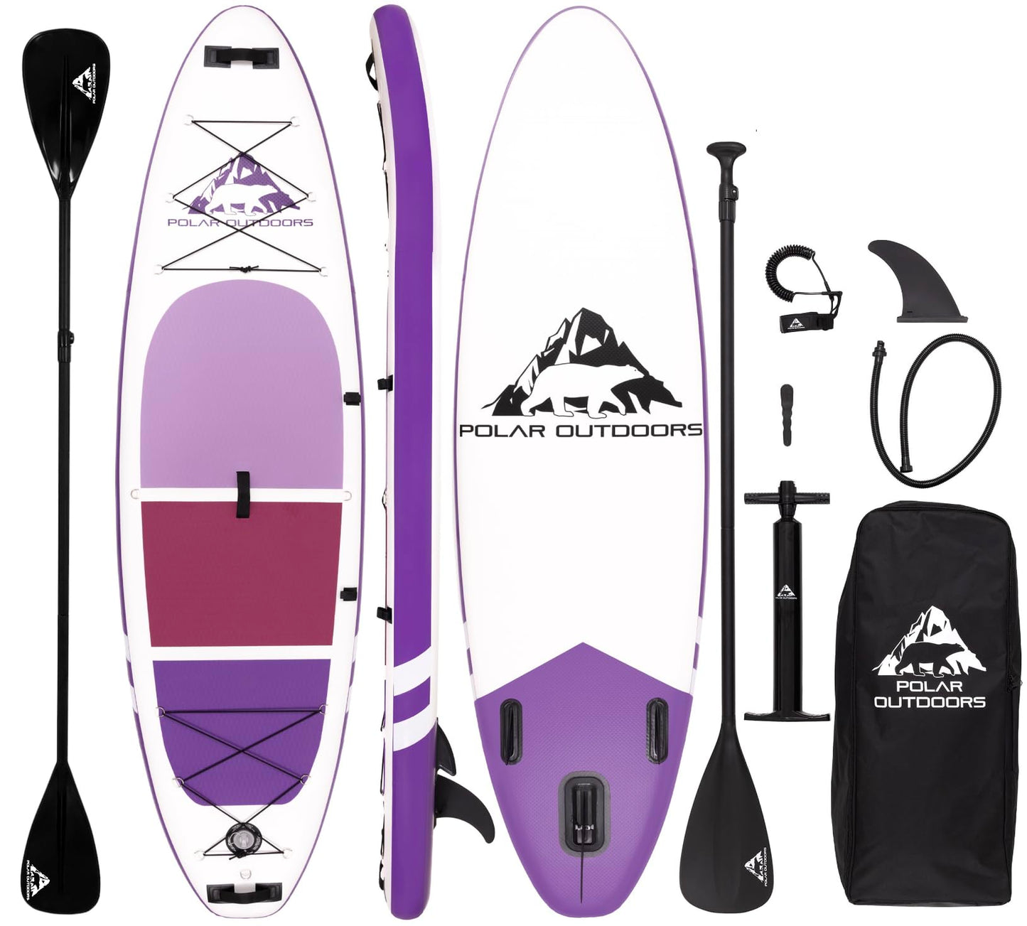 Polar Outdoors by Roc Inflatable Stand Up Paddle Board with Premium SUP Paddle Board Accessories, Wide Stable Design, Non-Slip Comfort Deck for Youth & Adults (Orchid)
