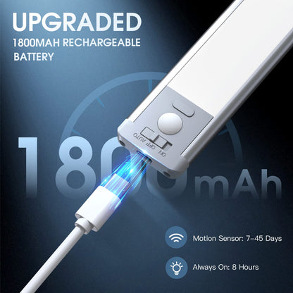 MCGOR 10inch Under Cabinet Lighting, 2 Pack Rechargeable Motion Sensor Light Indoor, 5 Levels Dimmable Magnetic Closet Lights, Wireless Under Counter Lights for Kitchen, Stairs