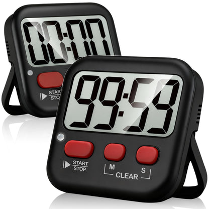 Antonki 2 Pack Digital Timer for Kids, Magnetic Countdown Kitchen Timers for Cooking, Egg, Classroom, Teacher, Exercise, Study, Oven - Battery Included