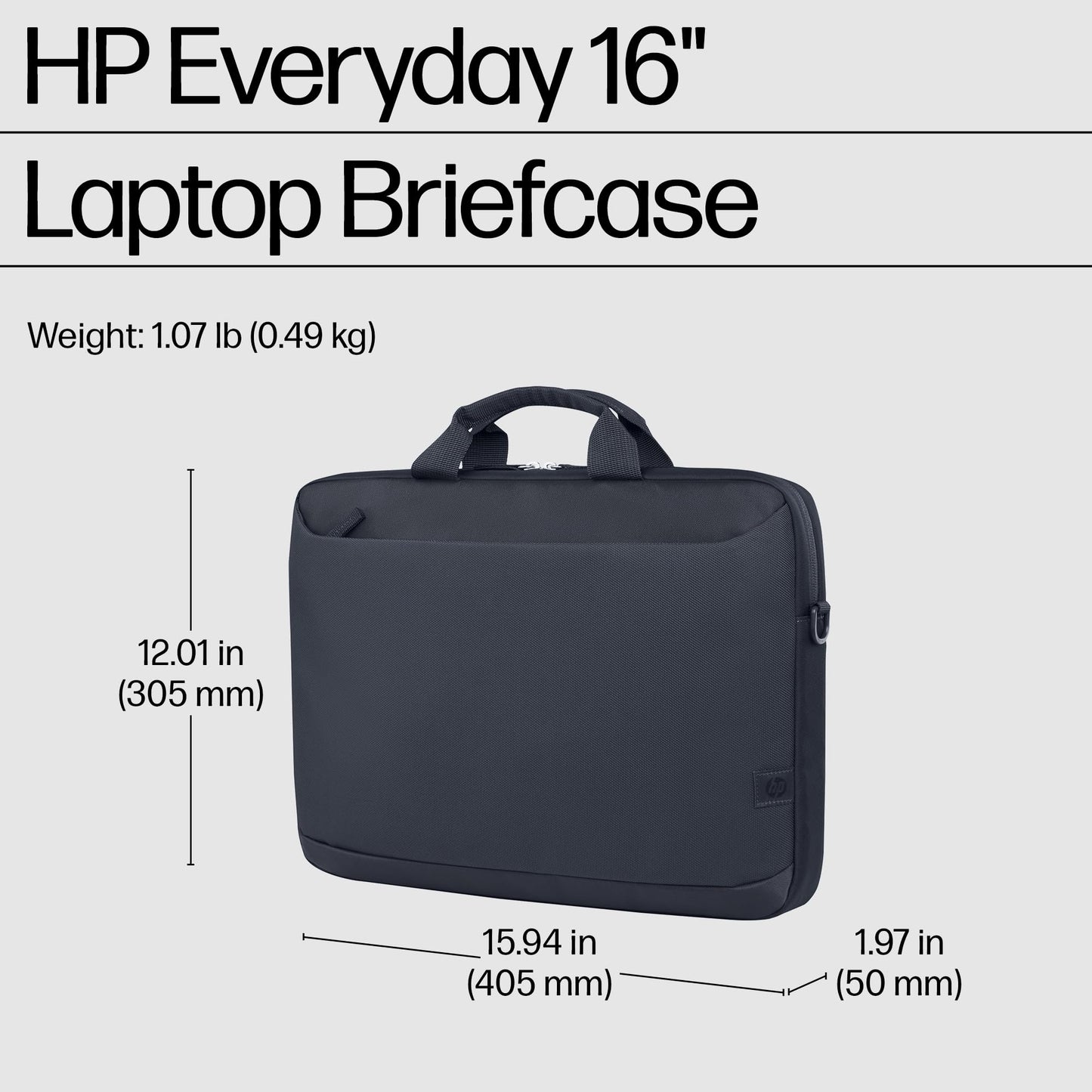 HP Everyday 16-inch Laptop Briefcase, Water Resistant, Comfort Design, Trolley Strap, FSC-Certified Packaging, Removable and Adjustable Strap, Key FOB, 3-Year Warranty, Odyssey Gray