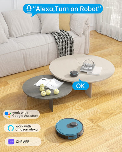 OKP L1 Robot Vacuum with 4000Pa Suction Power 180min Runtime, LIDAR Navigation, Smart Mapping, APP/Voice/Remote Control, Self-Charging, Smart No-Go Zone, for Hard Floors Pet Hair and Carpets